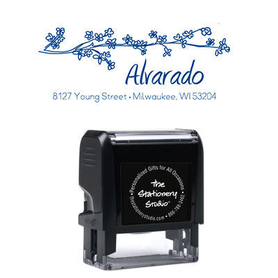 Branch of Blooms Rectangular Address Self-Inking Stamp